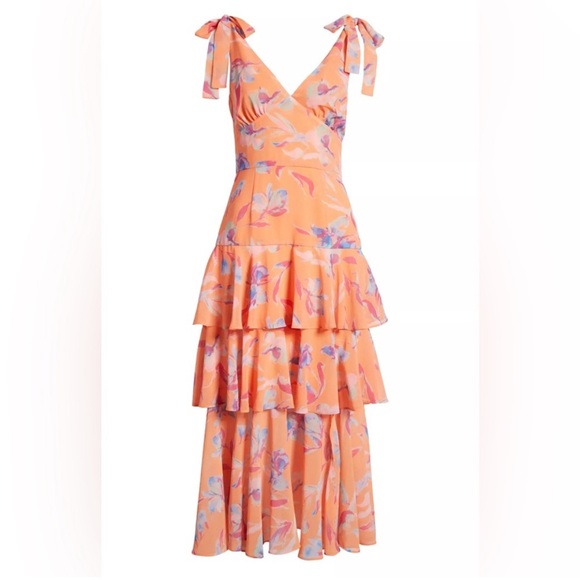Wayf Dresses & Skirts - WAYF | Floral Tiered Orange Dress